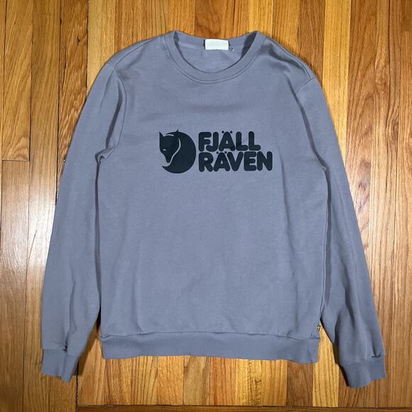Fjallraven Logo Sweater Lavender Grey Spellout Pullover Casual Small - Picture 2 of 9